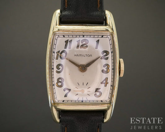 Antique 1934 Hamilton Gold Filled Cal. 980 17j Mens Watch p17075