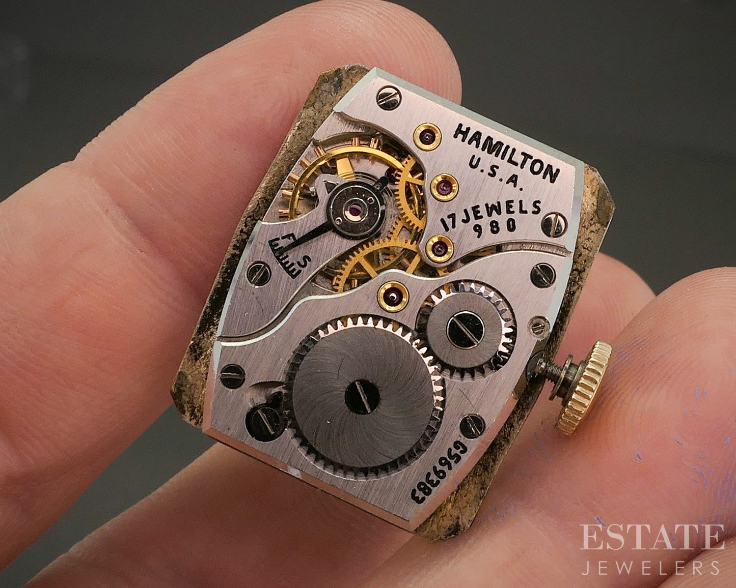 Antique 1934 Hamilton Gold Filled Cal. 980 17j Mens Watch p17075
