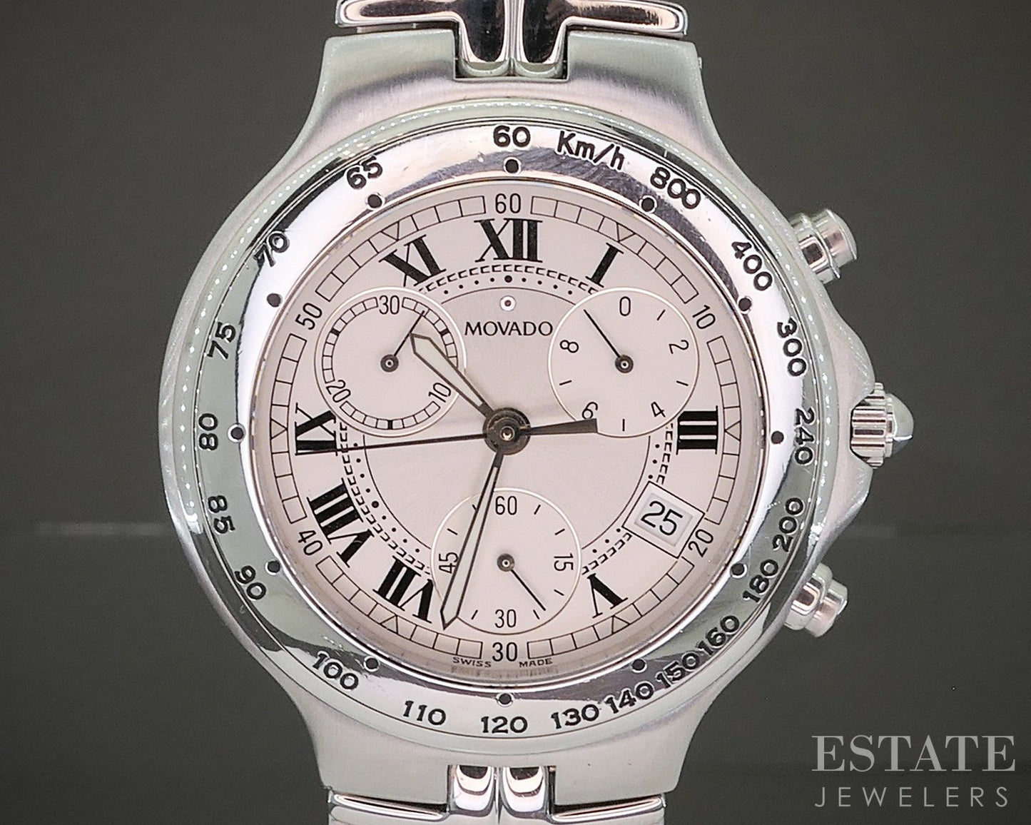 Vintage Movado Olympian Chronograph Stainless 84-C5-890 Mens Watch p25745