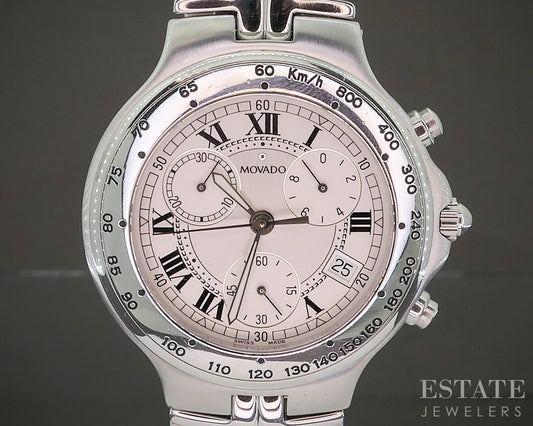 Vintage Movado Olympian Chronograph Stainless 84-C5-890 Mens Watch p25745