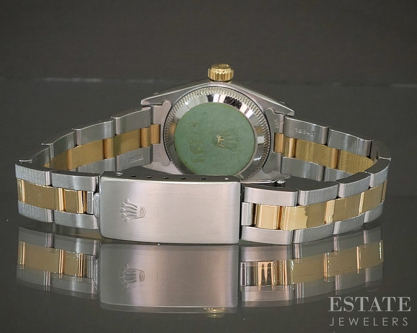 1990 Rolex Oyster Perpetual 67193 Two Tone Roman 24mm Ladies Watch p21868