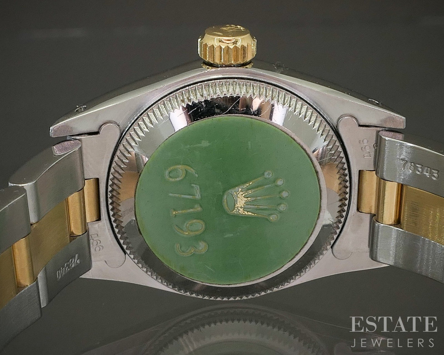 1990 Rolex Oyster Perpetual 67193 Two Tone Roman 24mm Ladies Watch p21868