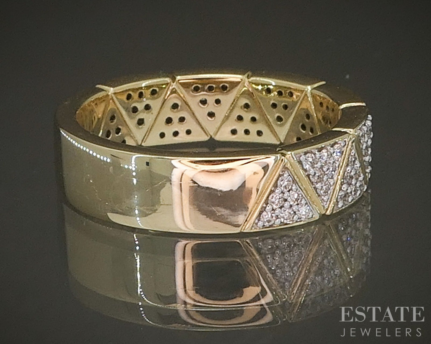 14k Yellow Gold Pave Natural .35ctw Diamond Geometic Band Ring 6.5g p24171