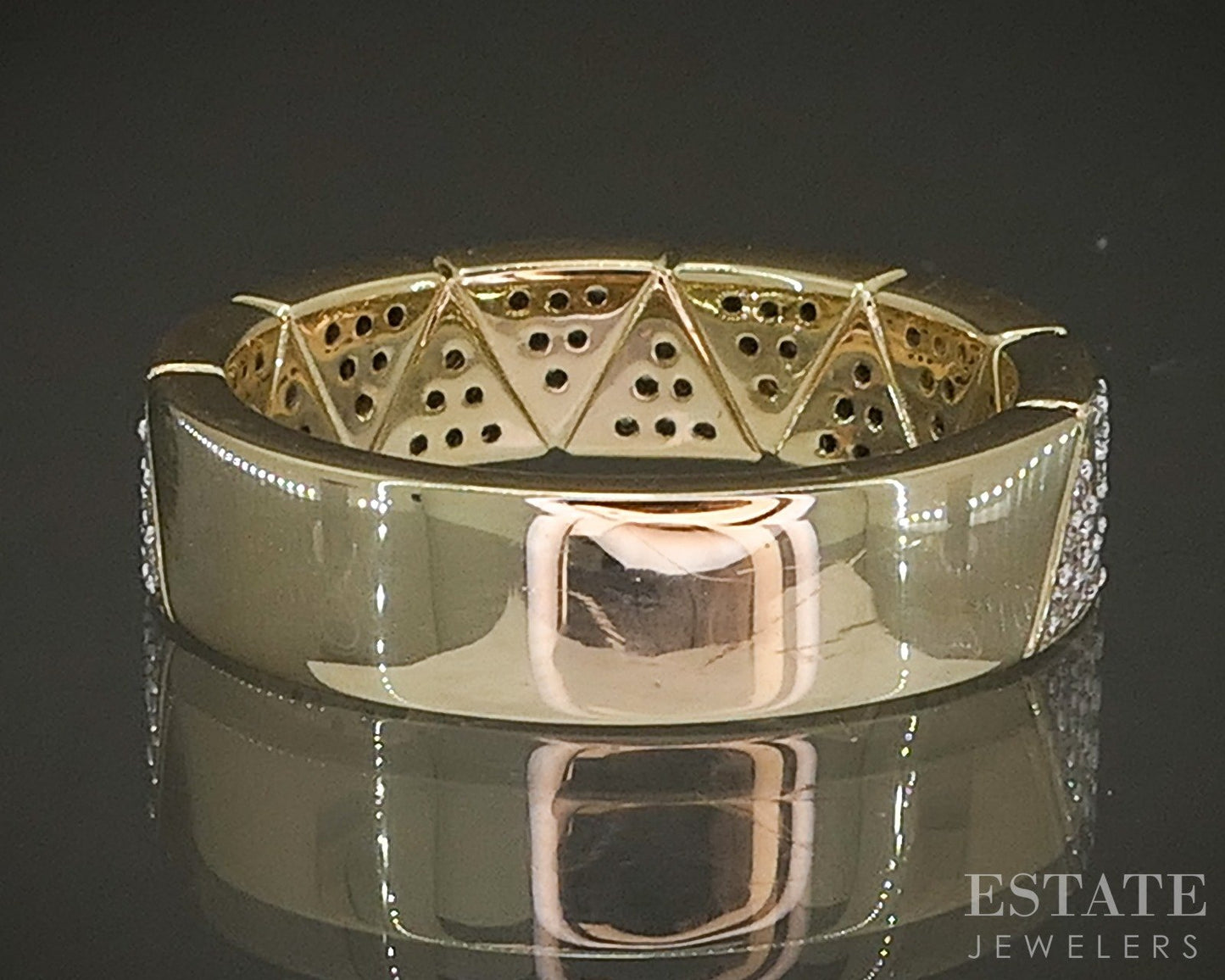 14k Yellow Gold Pave Natural .35ctw Diamond Geometic Band Ring 6.5g p24171