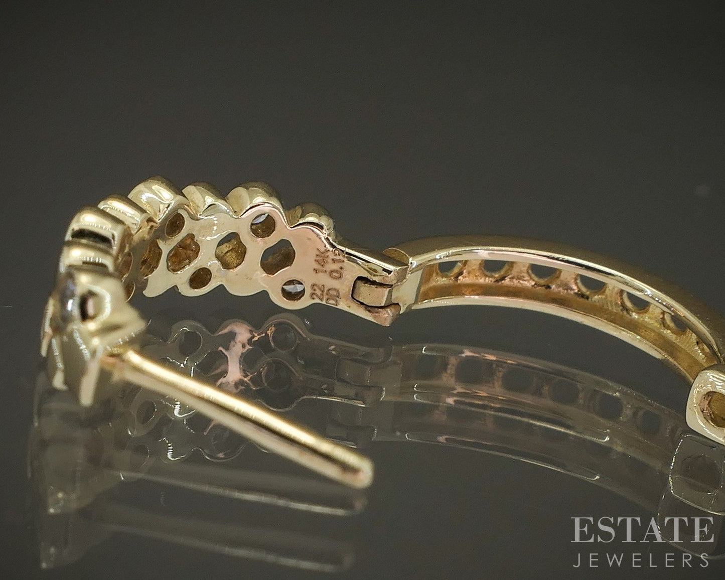 14k Yellow Gold Natural .12ctw Diamond Huggie Hoop Earrings 2.6g p24177