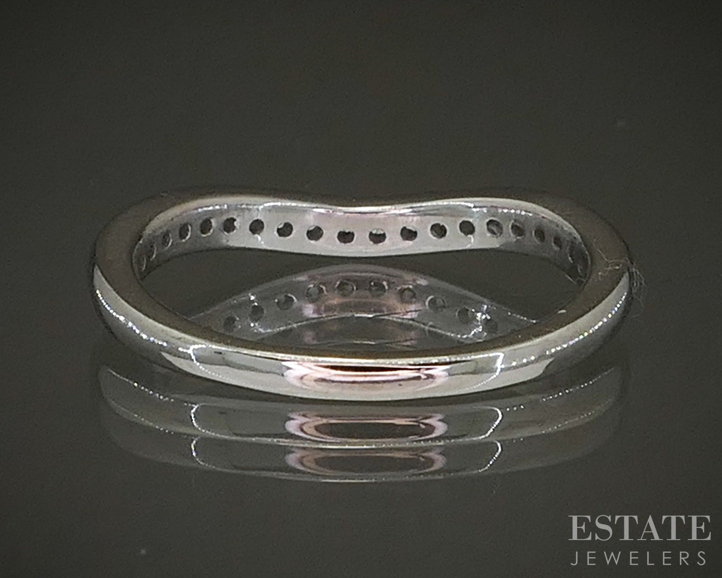 14k White Gold Natural .20ctw Diamond Ladies Contour Wedding Band 1.9g p23971