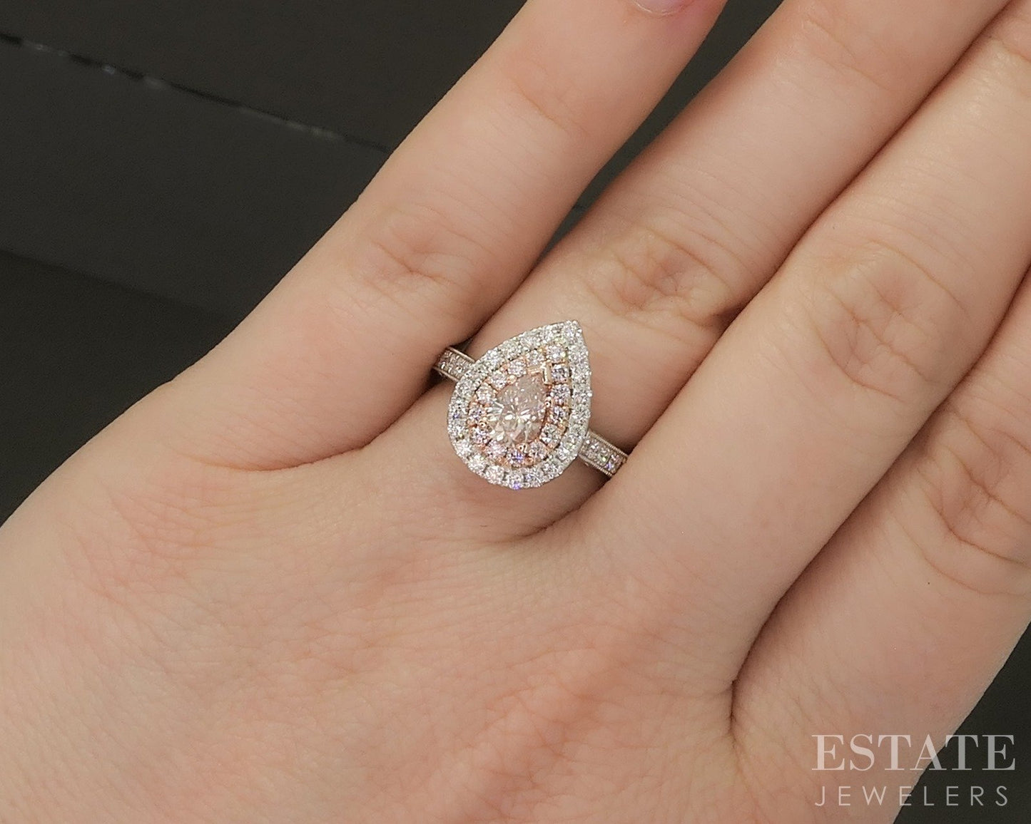 18k White Gold GIA Natural 1.14ctw Fancy Pink Diamond Engagement Ring p24649