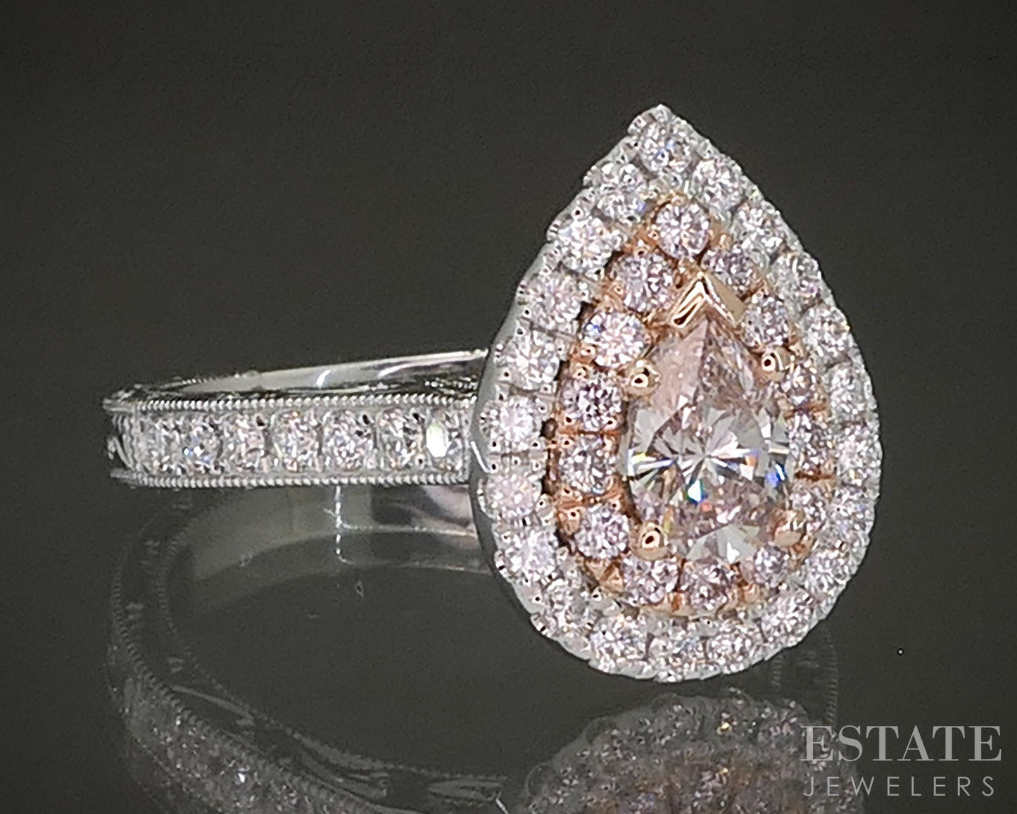 18k White Gold GIA Natural 1.14ctw Fancy Pink Diamond Engagement Ring p24649