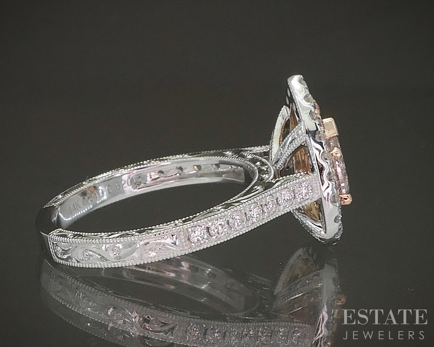 18k White Gold GIA Natural 1.14ctw Fancy Pink Diamond Engagement Ring p24649