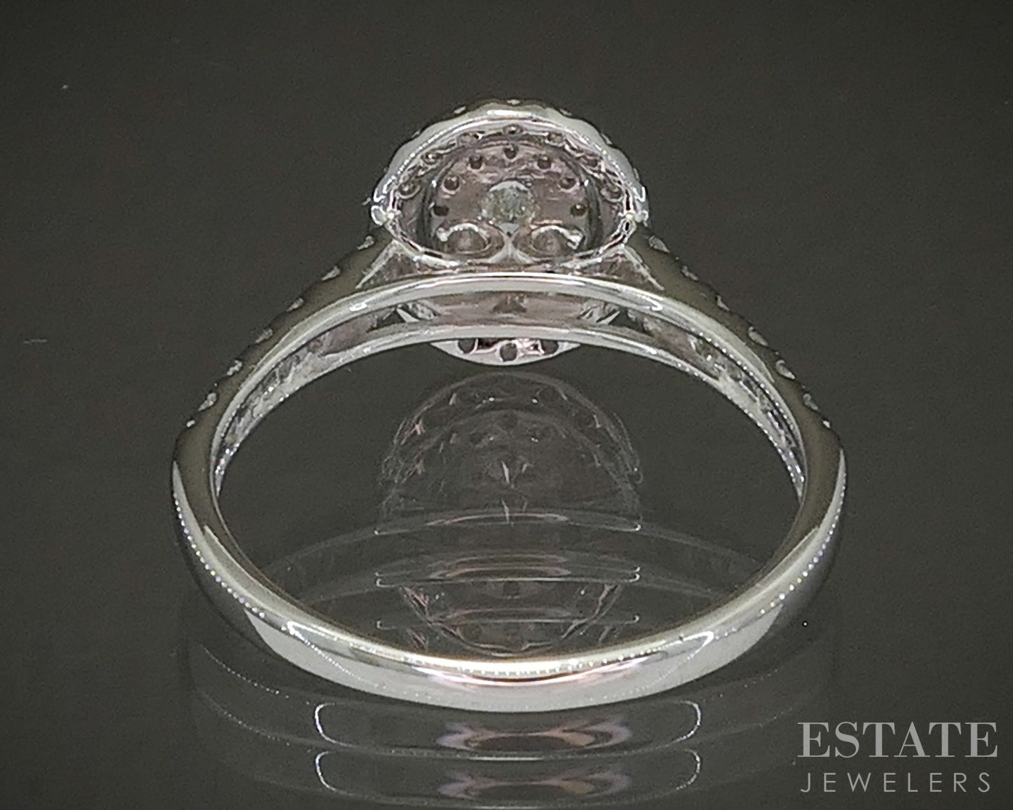 14k White Gold Oval Natural .86ctw Diamond Halo Engagement Ring 3.7g p24912