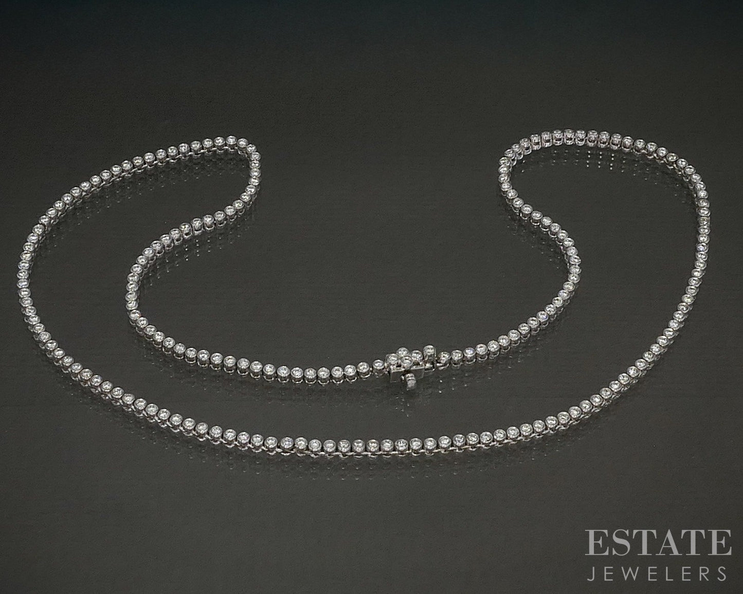 18k White Gold Round Natural 2.01ctw Diamond Line Tennis Necklace 15g p24345