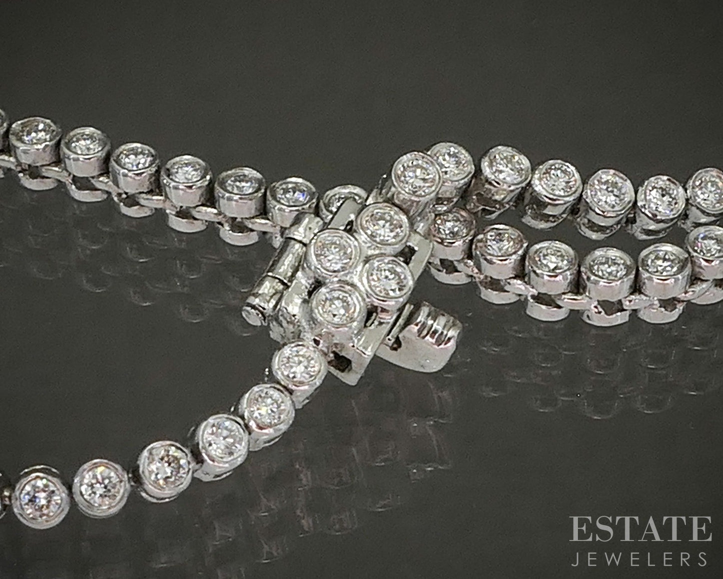18k White Gold Round Natural 2.01ctw Diamond Line Tennis Necklace 15g p24345