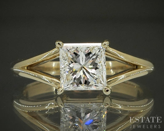 14k Yellow Gold Princess Natural 1.23ct Diamond Solitaire Engagement Ring p24551