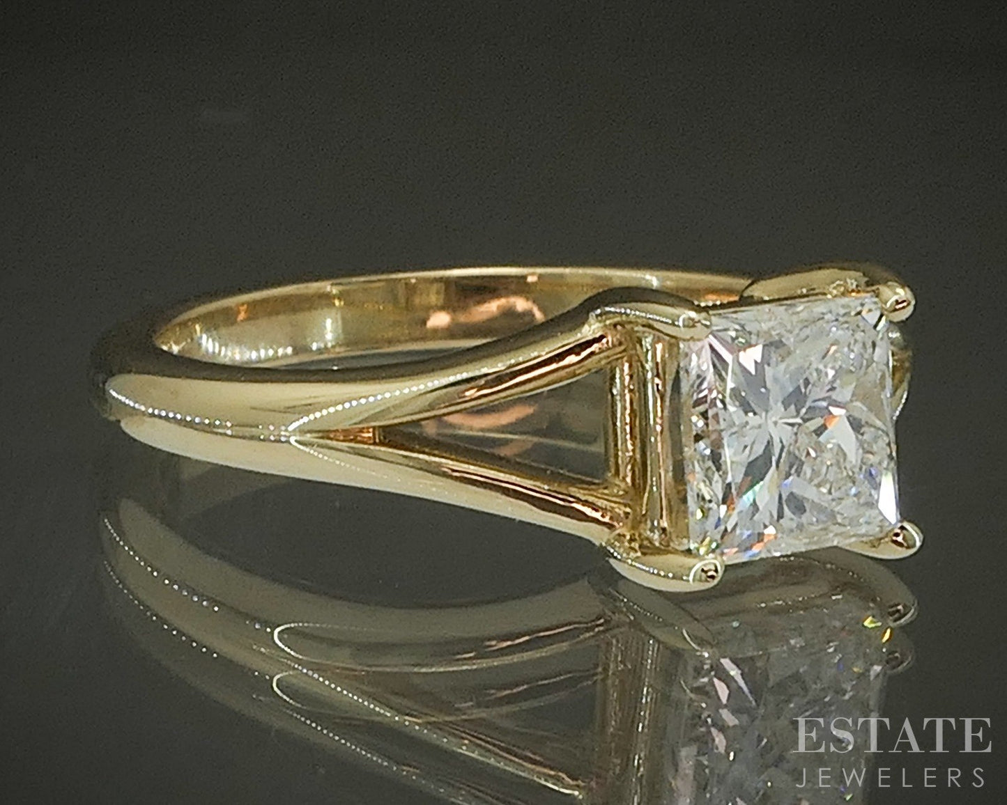 14k Yellow Gold Princess Natural 1.23ct Diamond Solitaire Engagement Ring p24551