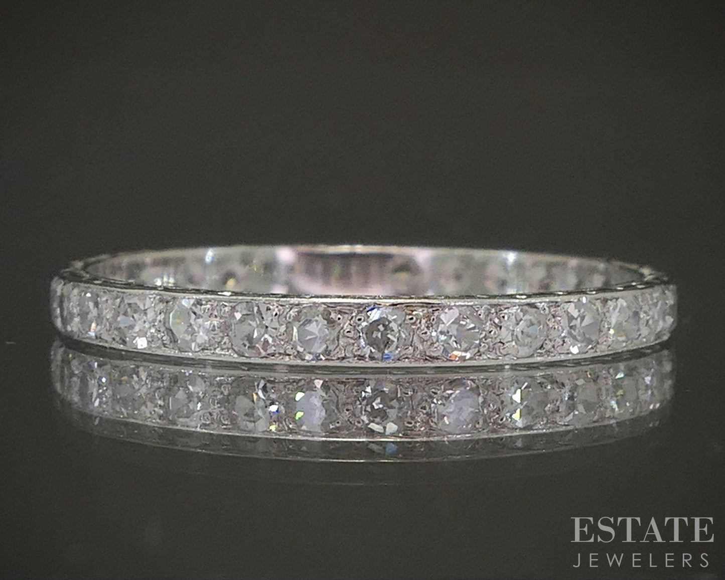 Antique Platinum Single Cut Natural .28ctw Diamond Eternity Band 1.4g p24863