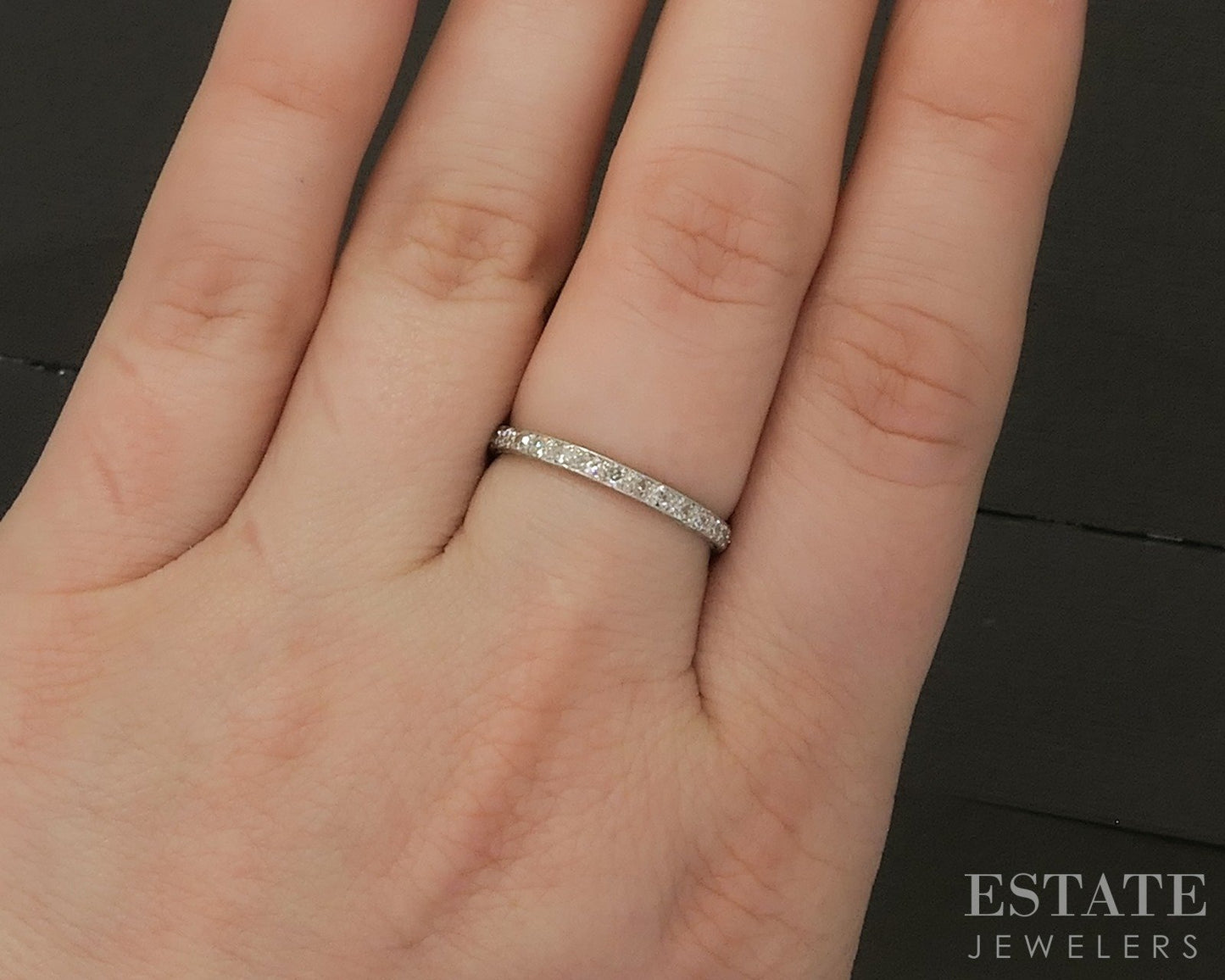 Antique Platinum Single Cut Natural .28ctw Diamond Eternity Band 1.4g p24863