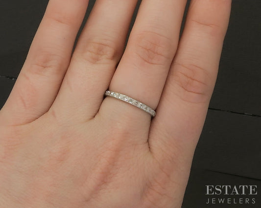 Antique Platinum Single Cut Natural .28ctw Diamond Eternity Band 1.4g p24863