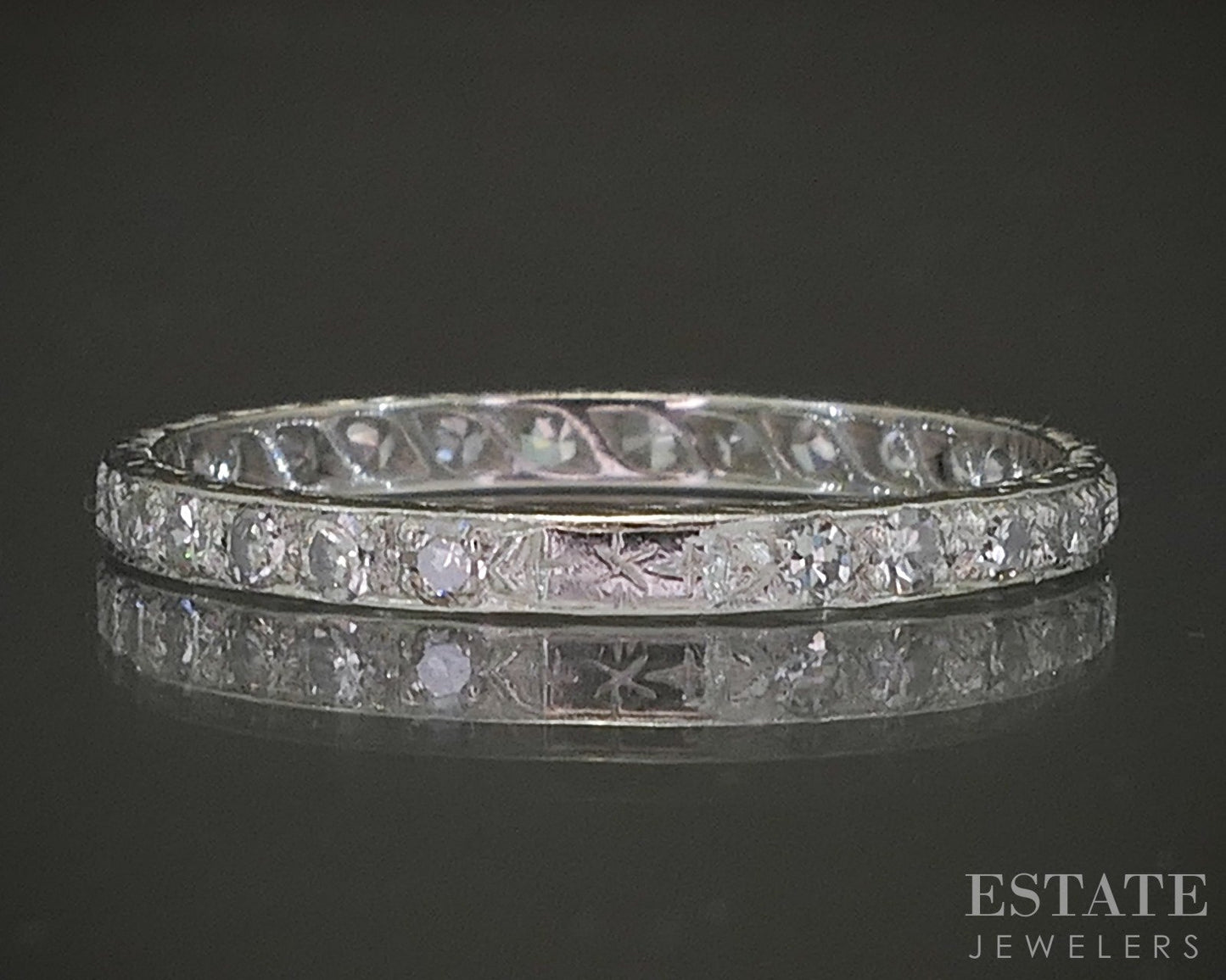 Antique Platinum Single Cut Natural .28ctw Diamond Eternity Band 1.4g p24863