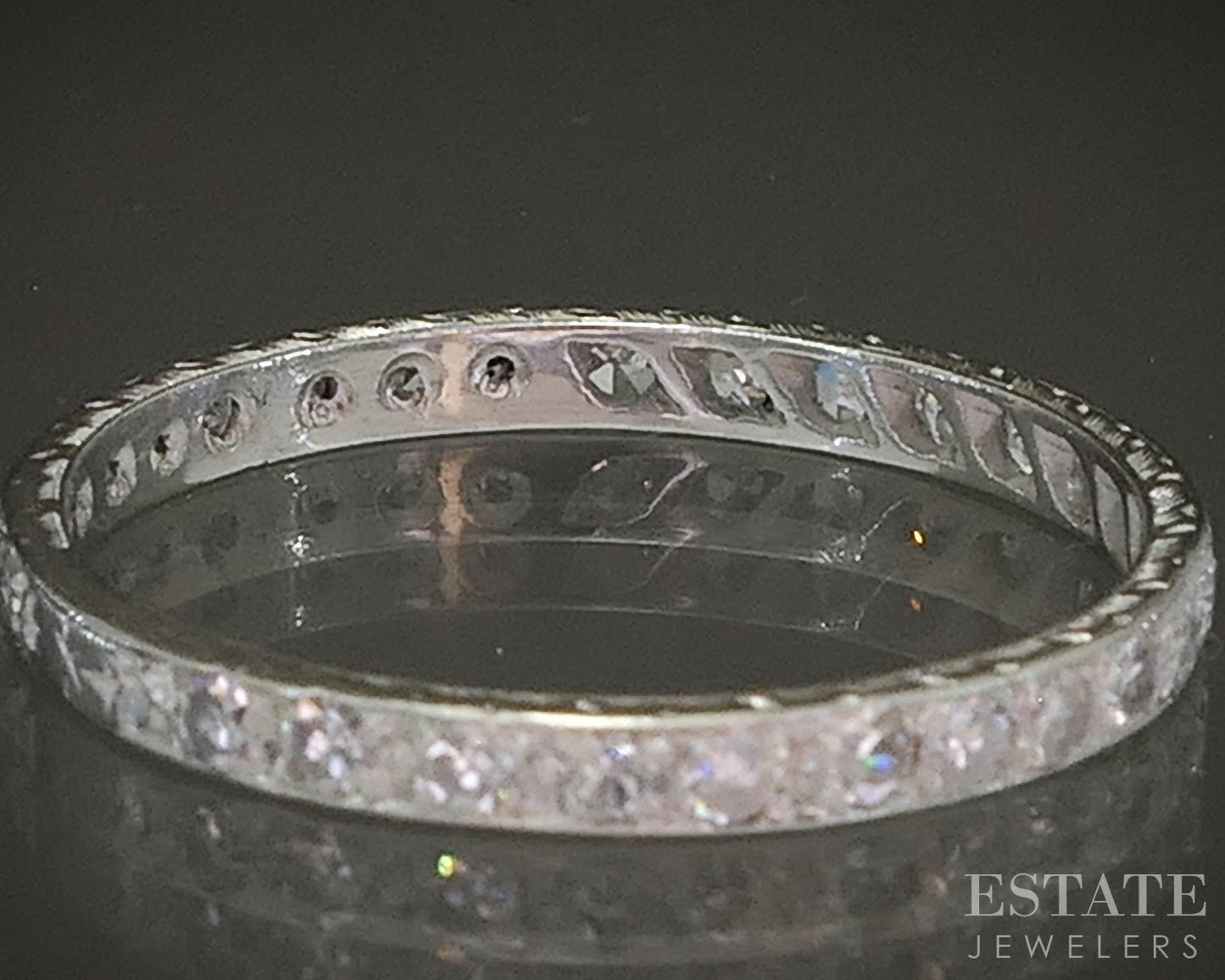 Antique Platinum Single Cut Natural .28ctw Diamond Eternity Band 1.4g p24863