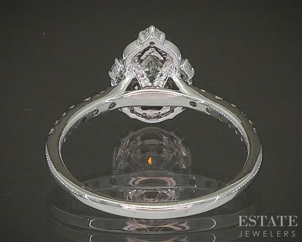 14k White Gold Pear Natural .75ctw Diamond Halo Engagement Ring 3g p24914