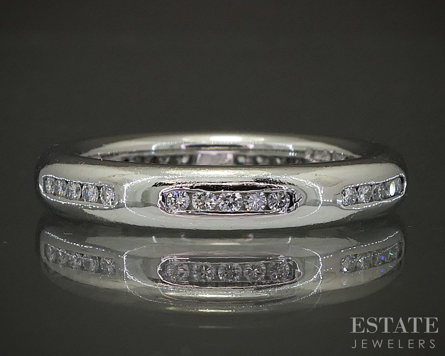 Platinum Round Natural .35ctw Diamond Eternity Wedding Band 8.3g p24674
