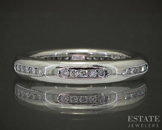 Platinum Round Natural .35ctw Diamond Eternity Wedding Band 8.3g p24674