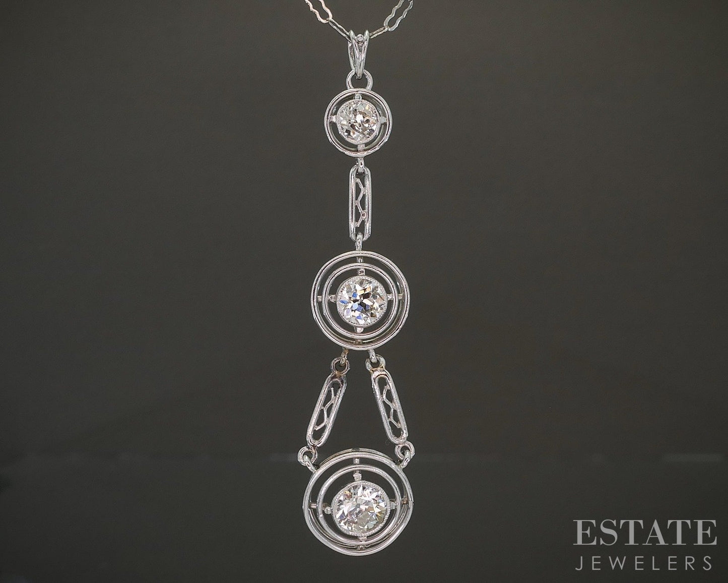 Antique Art Deco 14k & Platinum OEC Natural .60ctw Diamond Necklace 3.9g p24794