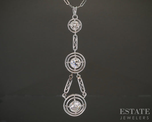 Antique Art Deco 14k & Platinum OEC Natural .60ctw Diamond Necklace 3.9g p24794