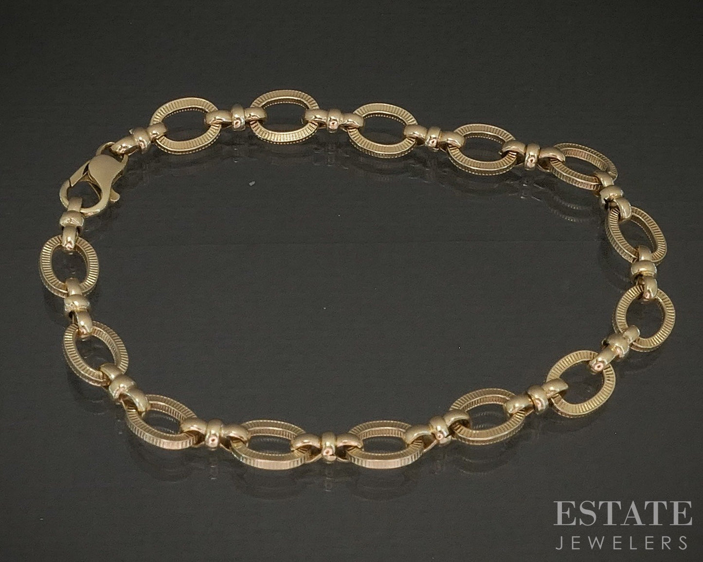 Retro 14k Yellow Gold Oval Link Chain Ladies Bracelet 11.6g 7.75"L p23946