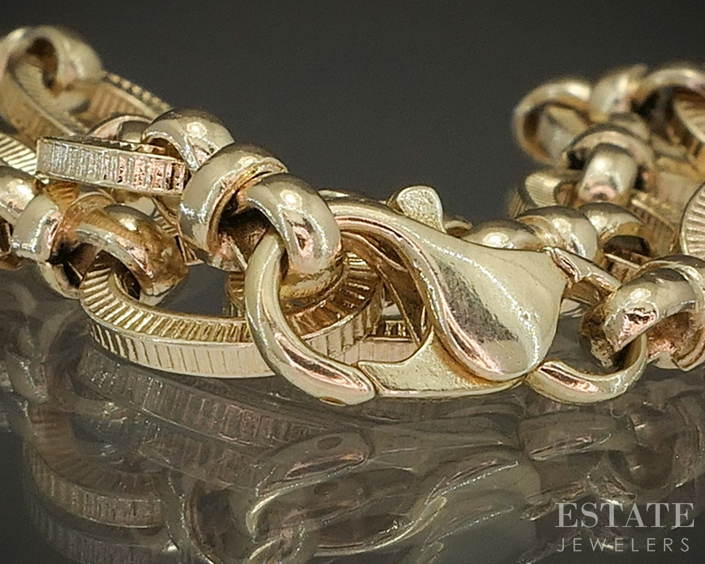 Retro 14k Yellow Gold Oval Link Chain Ladies Bracelet 11.6g 7.75"L p23946