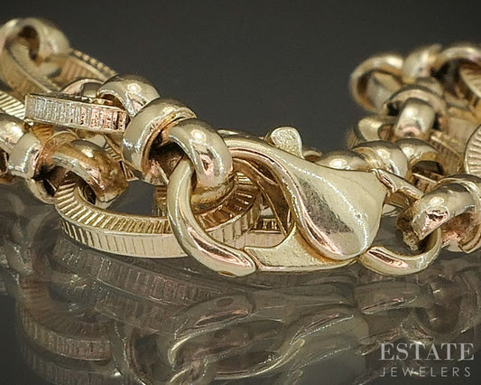 Retro 14k Yellow Gold Oval Link Chain Ladies Bracelet 11.6g 7.75"L p23946