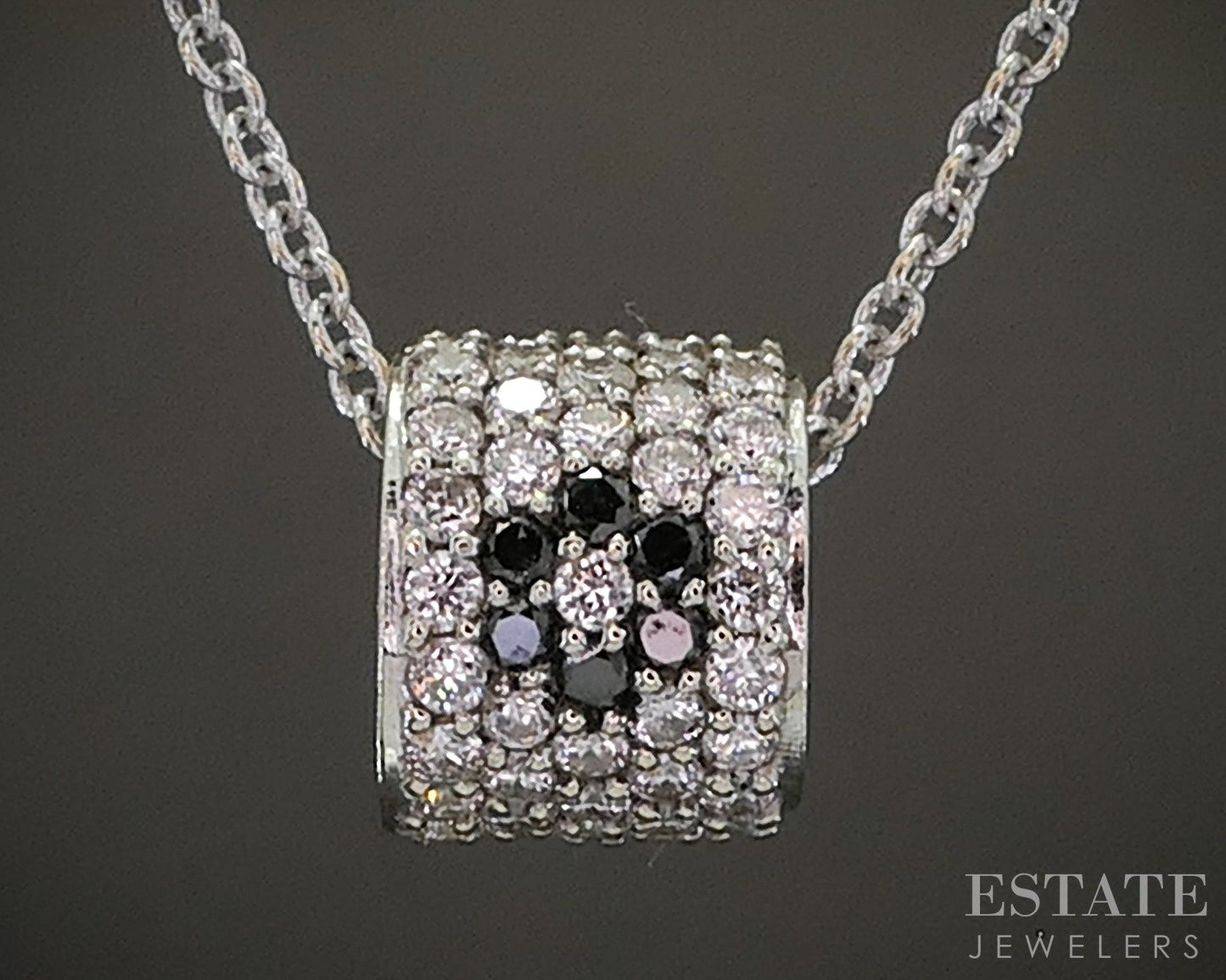 18k White Gold James Elliot Natural .30ctw Diamond Barrel Necklace 19.4g i19867