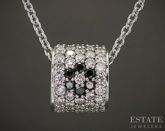 18k White Gold James Elliot Natural .30ctw Diamond Barrel Necklace 19.4g i19867