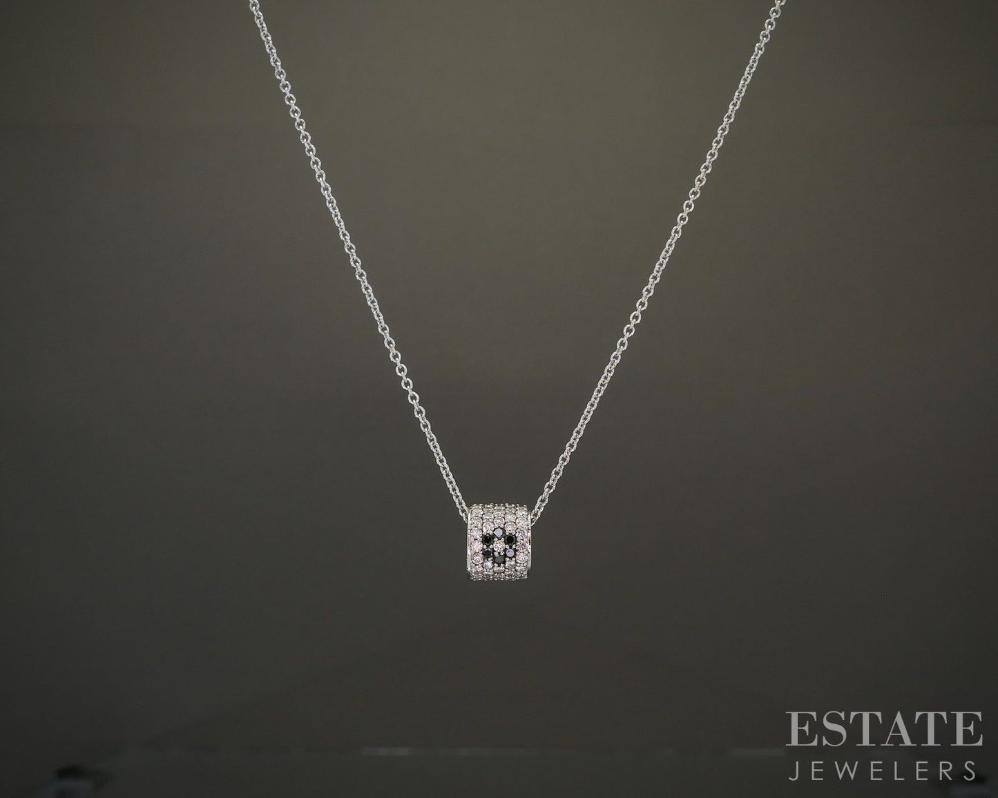 18k White Gold James Elliot Natural .30ctw Diamond Barrel Necklace 19.4g i19867