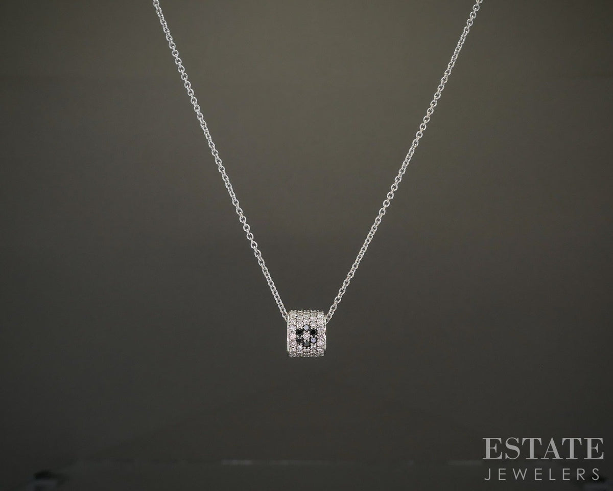 18k White Gold James Elliot Natural .30ctw Diamond Barrel Necklace 4.3g p24862