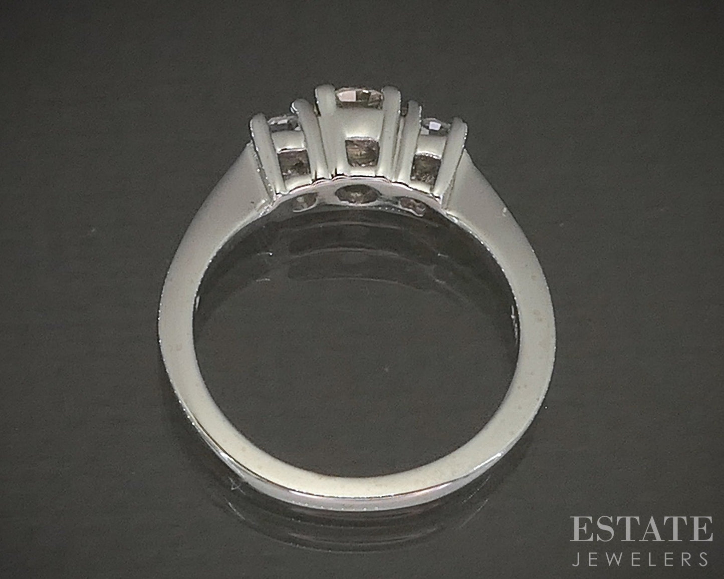 18k White Gold Natural .52ctw Diamond Three Stone Engagement Ring 4.6g p24906
