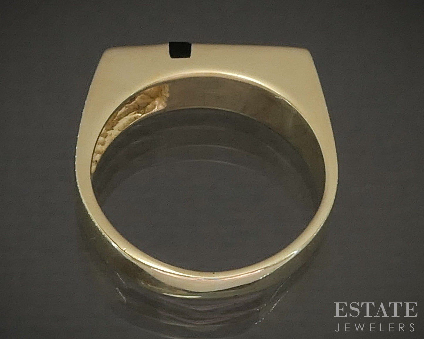14k Yellow Gold Natural Black Onyx & .25ct Diamond Square Band Ring 7.6g p24673