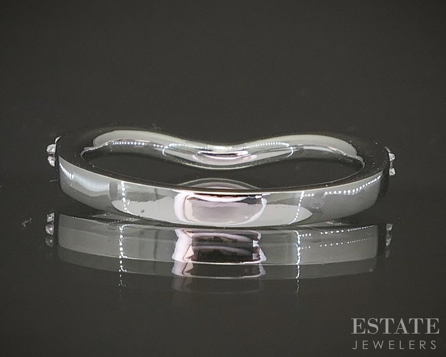 14k White Gold .30ctw Natural Diamond Curved Contour Wedding Band Ring p22556