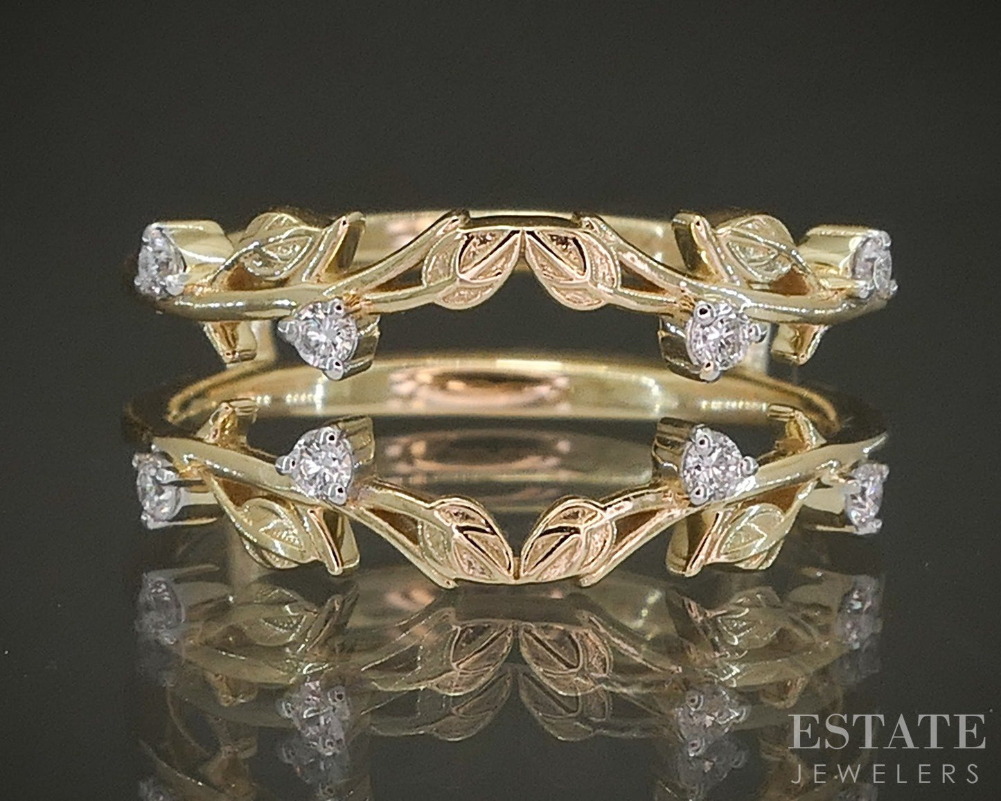 14K Yellow Gold .13ctw Lab Created Diamond Ring Guard Jacket 3.3g p23771