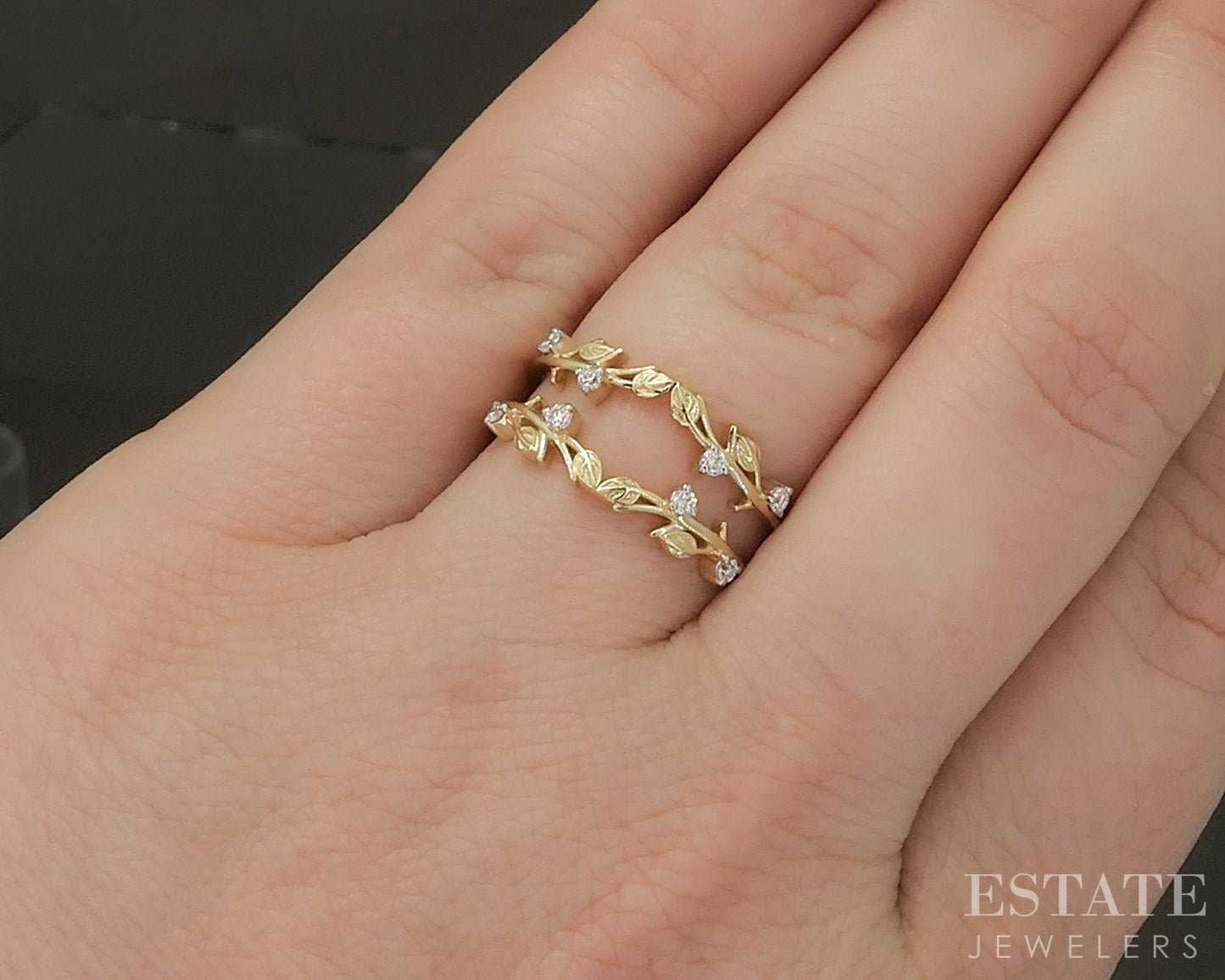 14K Yellow Gold .13ctw Lab Created Diamond Ring Guard Jacket 3.3g p23771