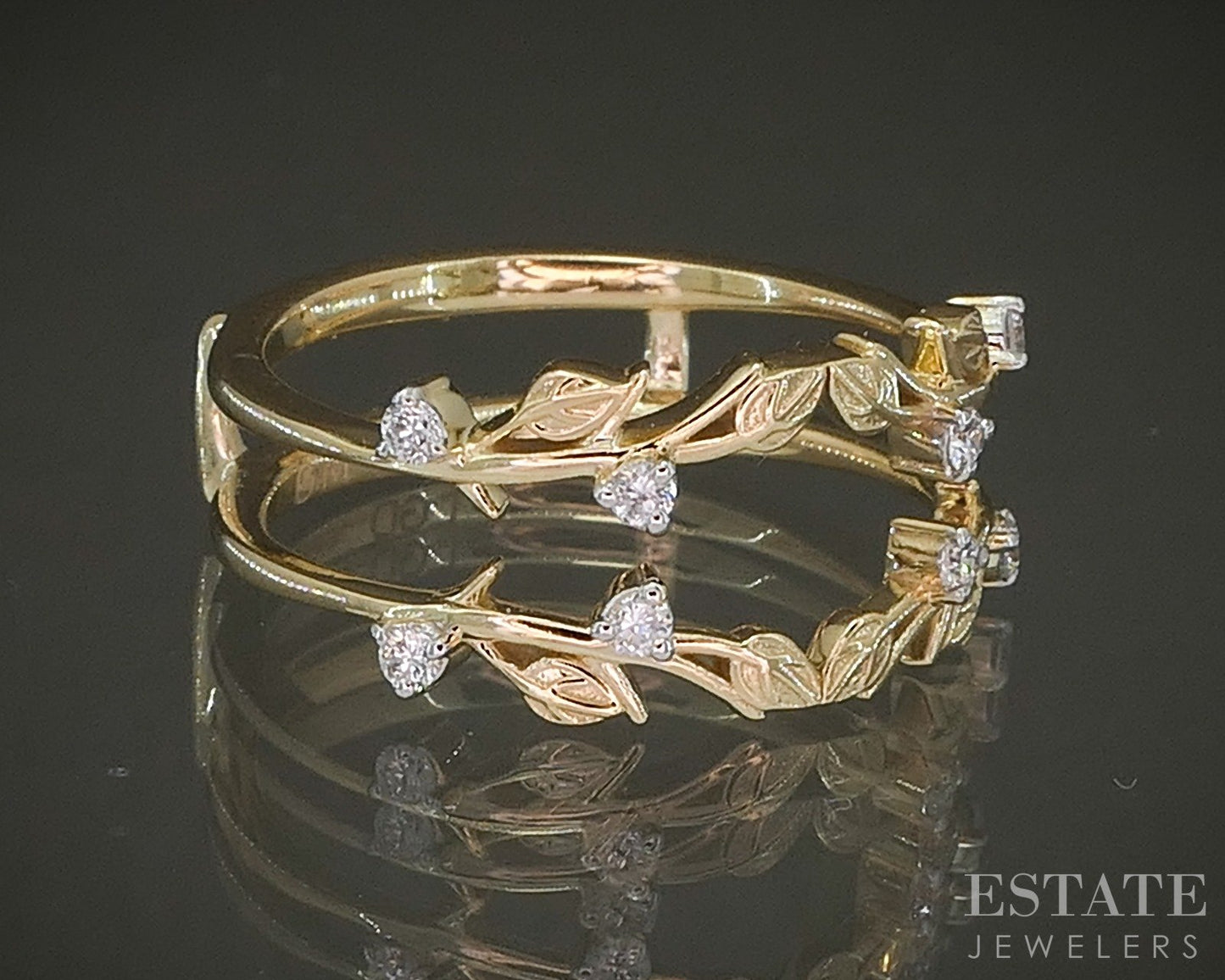 14K Yellow Gold .13ctw Lab Created Diamond Ring Guard Jacket 3.3g p23771