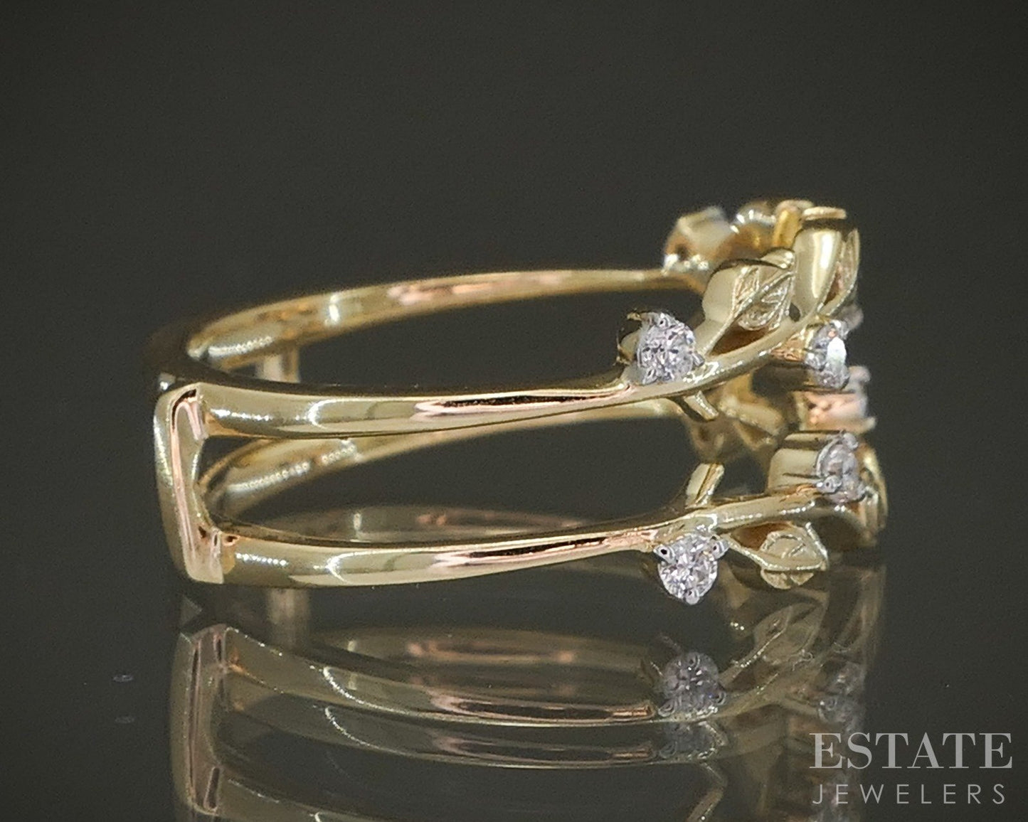 14K Yellow Gold .13ctw Lab Created Diamond Ring Guard Jacket 3.3g p23771