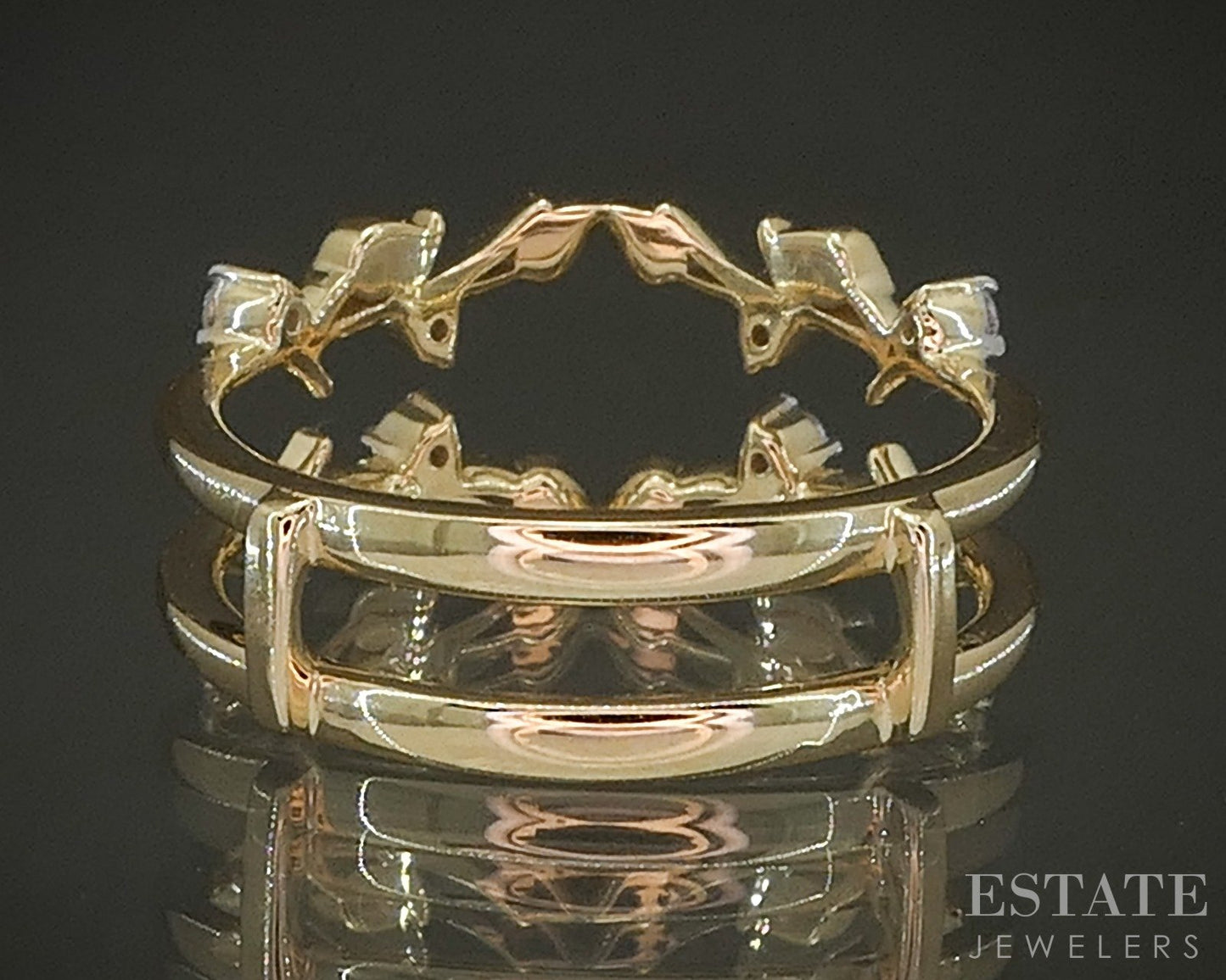 14K Yellow Gold .13ctw Lab Created Diamond Ring Guard Jacket 3.3g p23771