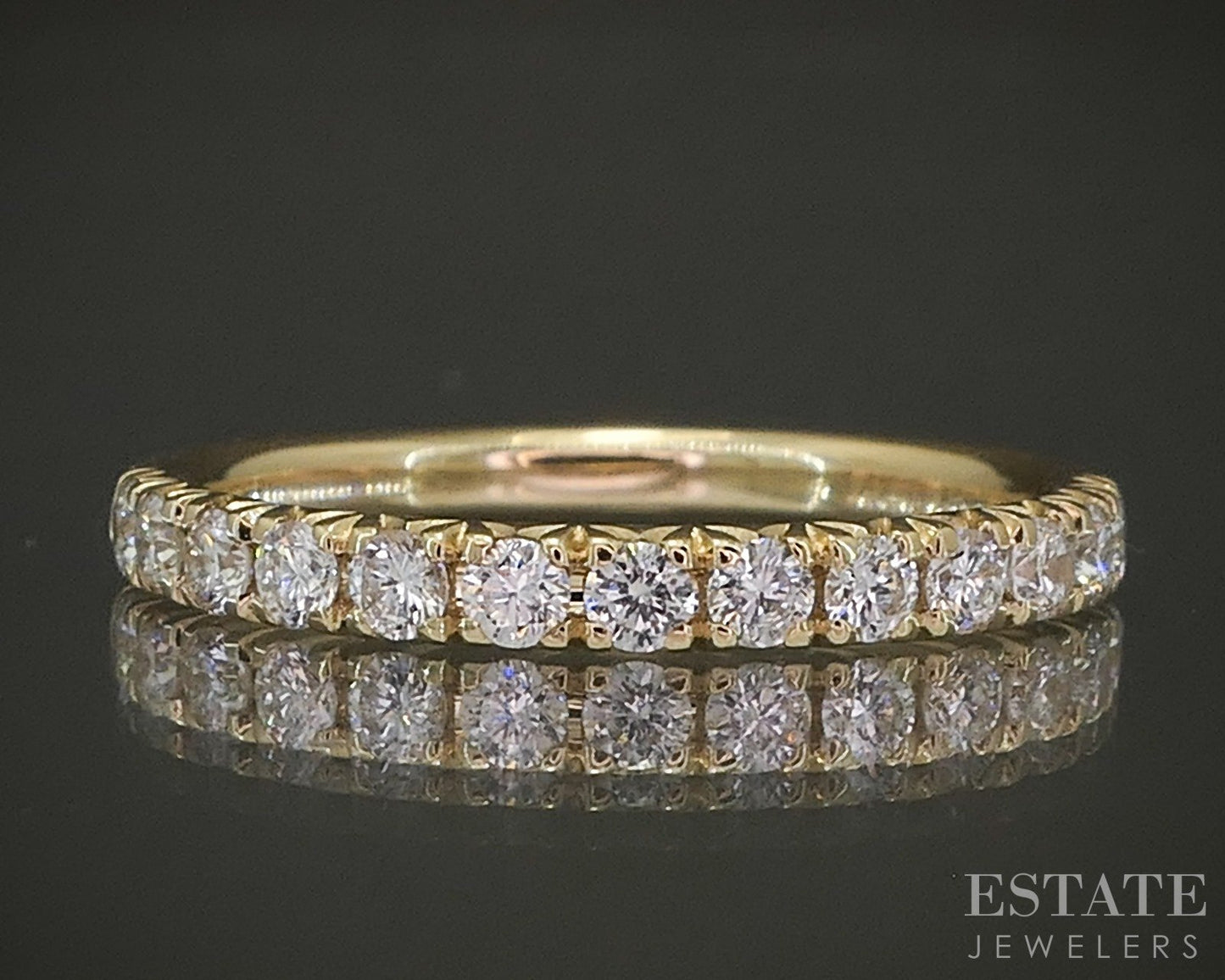 14k Yellow Gold Round Natural .45ctw Diamond Ladies Wedding Band 2g p26190