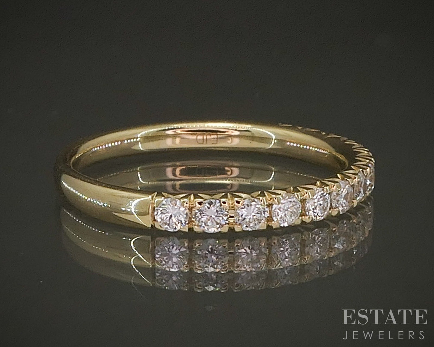 14k Yellow Gold Round Natural .45ctw Diamond Ladies Wedding Band 2g p26190