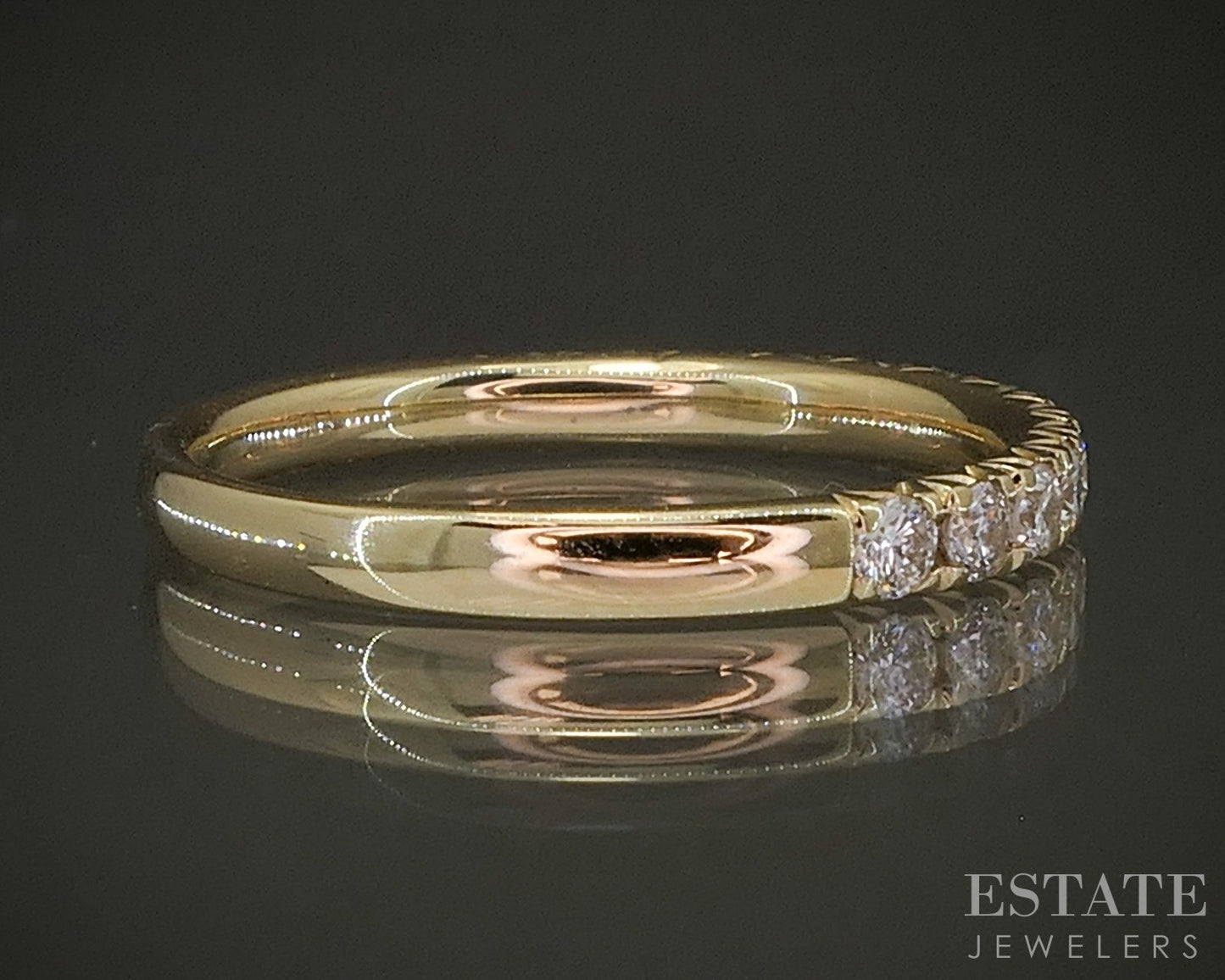 14k Yellow Gold Round Natural .45ctw Diamond Ladies Wedding Band 2g p26190