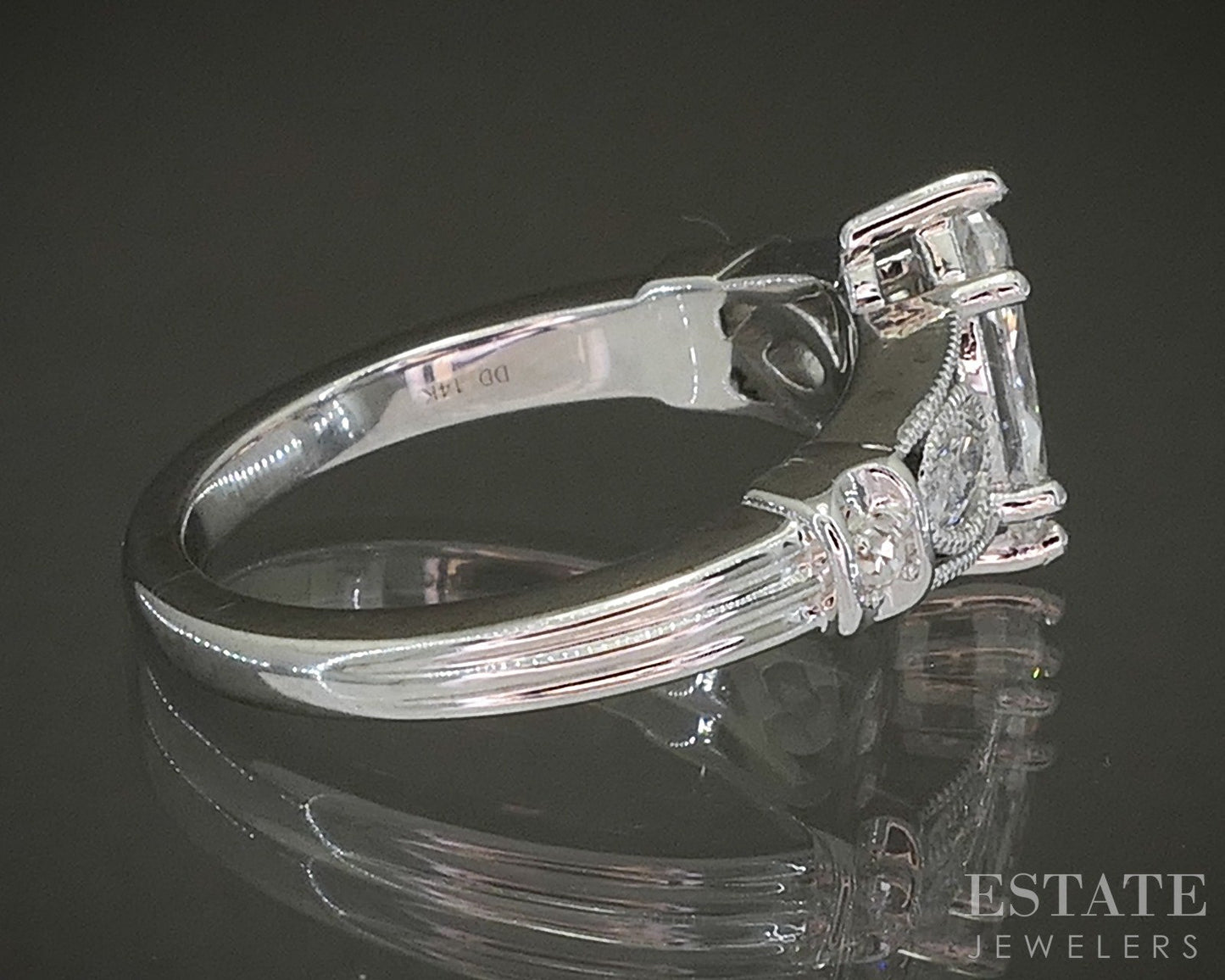 14k White Gold Marquise Natural .94ctw Diamond Engagement Ring 5.1g p26207