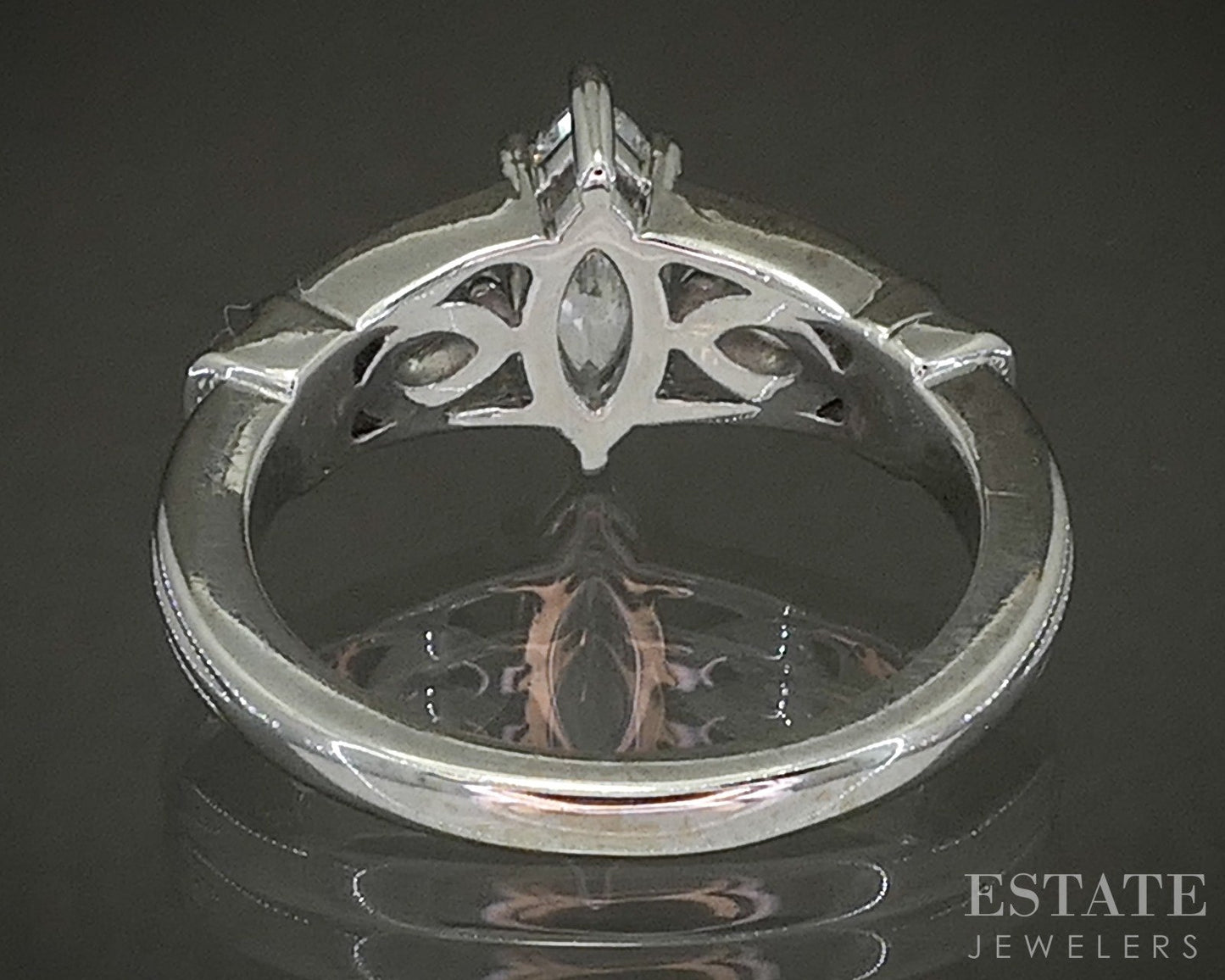 14k White Gold Marquise Natural .94ctw Diamond Engagement Ring 5.1g p26207