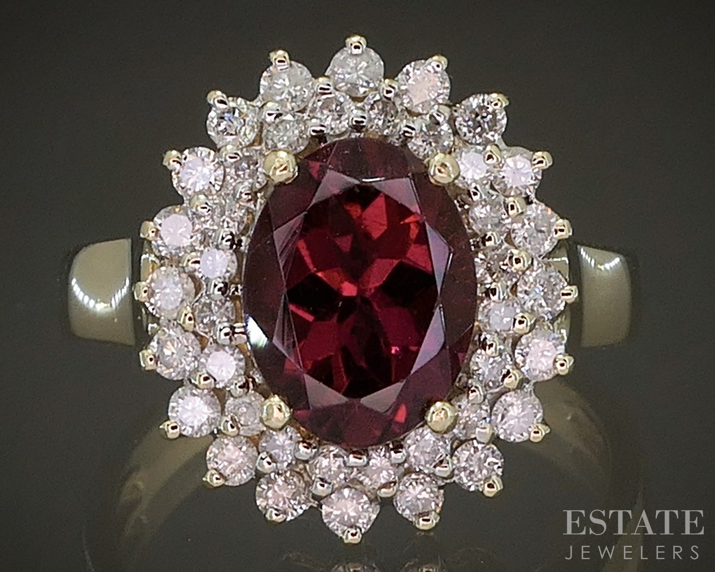 14k Yellow Gold Oval Natural Pink Tourmaline & Diamond Halo Ring 4.7g p23578