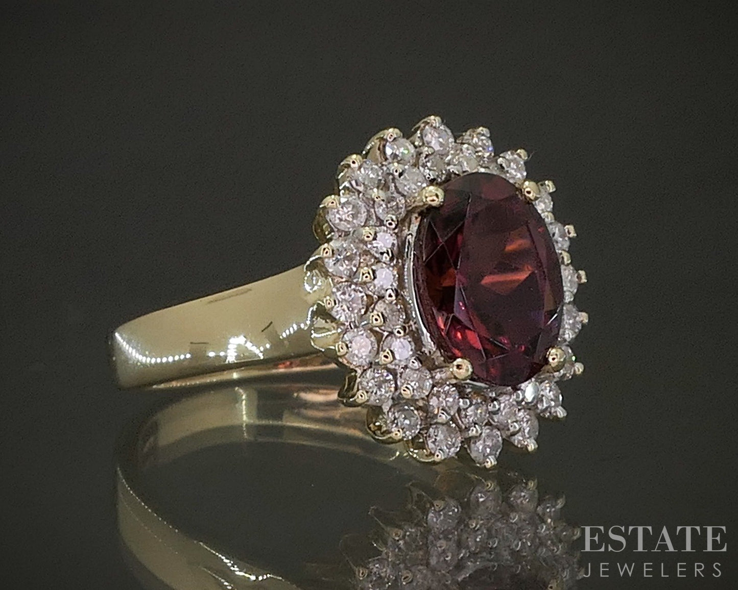 14k Yellow Gold Oval Natural Pink Tourmaline & Diamond Halo Ring 4.7g p23578